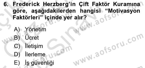 Sağlık Kurumları Yönetimi 1 Dersi 2021 - 2022 Yılı (Final) Dönem Sonu Sınavı 6. Soru