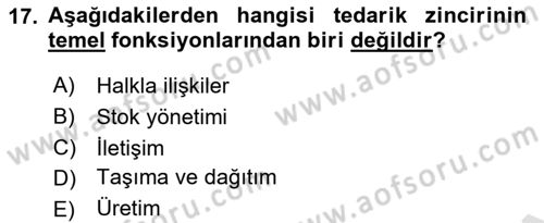 Sağlık Kurumları Yönetimi 1 Dersi 2021 - 2022 Yılı Yaz Okulu Sınav Soruları 17. Soru