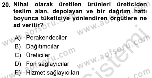 Sağlık Kurumları Yönetimi 1 Dersi 2021 - 2022 Yılı Yaz Okulu Sınav Soruları 20. Soru