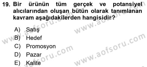 Sağlık Kurumları Yönetimi 1 Dersi Ara Sınavı Deneme Sınav Soruları 19. Soru