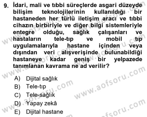 Sağlık Kurumları Yönetimi 1 Dersi 2022 - 2023 Yılı (Vize) Ara Sınav Soruları 9. Soru