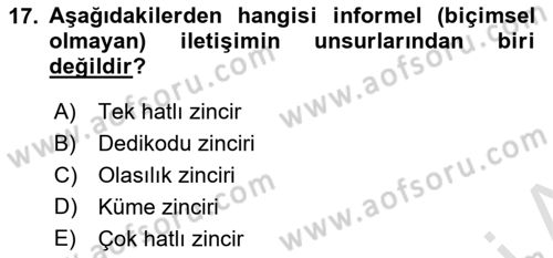 Sağlık Kurumları Yönetimi 1 Dersi 2022 - 2023 Yılı (Final) Dönem Sonu Sınav Soruları 17. Soru