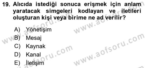 Sağlık Kurumları Yönetimi 1 Dersi 2022 - 2023 Yılı (Final) Dönem Sonu Sınav Soruları 19. Soru