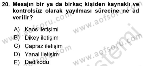 Sağlık Kurumları Yönetimi 1 Dersi 2022 - 2023 Yılı (Final) Dönem Sonu Sınav Soruları 20. Soru