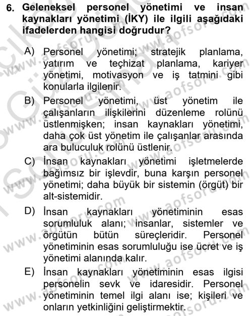 Sağlık Kurumları Yönetimi 1 Dersi 2022 - 2023 Yılı (Final) Dönem Sonu Sınav Soruları 6. Soru