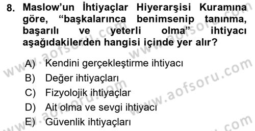 Sağlık Kurumları Yönetimi 1 Dersi 2022 - 2023 Yılı (Final) Dönem Sonu Sınav Soruları 8. Soru
