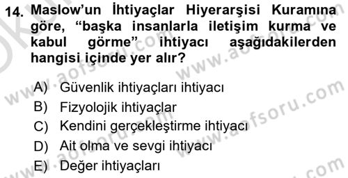 Sağlık Kurumları Yönetimi 1 Dersi 2022 - 2023 Yılı Yaz Okulu Sınavı 14. Soru