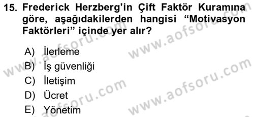 Sağlık Kurumları Yönetimi 1 Dersi 2022 - 2023 Yılı Yaz Okulu Sınav Soruları 15. Soru