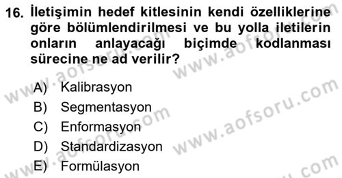 Sağlık Kurumları Yönetimi 1 Dersi 2022 - 2023 Yılı Yaz Okulu Sınav Soruları 16. Soru