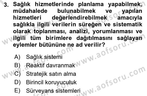 Sağlık Kurumları Yönetimi 1 Dersi 2023 - 2024 Yılı (Vize) Ara Sınav Soruları 3. Soru