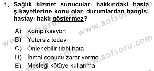 Sağlık Kurumları Yönetimi 1 Dersi 2023 - 2024 Yılı (Final) Dönem Sonu Sınav Soruları 1. Soru