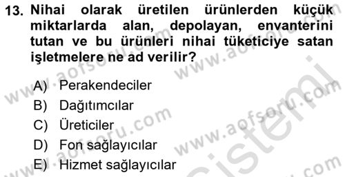 Sağlık Kurumları Yönetimi 1 Dersi 2023 - 2024 Yılı (Final) Dönem Sonu Sınav Soruları 13. Soru