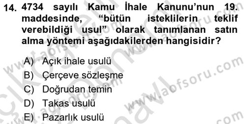 Sağlık Kurumları Yönetimi 1 Dersi 2023 - 2024 Yılı (Final) Dönem Sonu Sınav Soruları 14. Soru