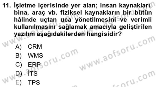 Sağlık Kurumları Yönetimi 1 Dersi 2023 - 2024 Yılı Yaz Okulu Sınav Soruları 11. Soru