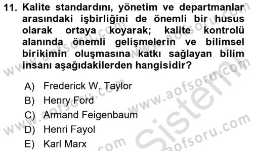 Sağlık Kurumları Yönetimi 1 Dersi Ara Sınavı Deneme Sınav Soruları 11. Soru