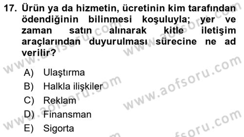 Sağlık Kurumları Yönetimi 1 Dersi 2024 - 2025 Yılı (Vize) Ara Sınav Soruları 17. Soru