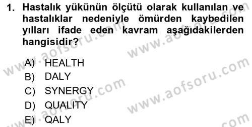 Sağlık Kurumları Yönetimi 1 Dersi 2024 - 2025 Yılı (Final) Dönem Sonu Sınav Soruları 1. Soru