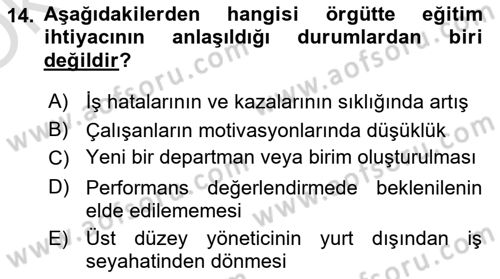 Sağlık Kurumları Yönetimi 1 Dersi 2024 - 2025 Yılı Yaz Okulu Sınav Soruları 14. Soru