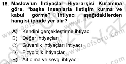 Sağlık Kurumları Yönetimi 1 Dersi 2024 - 2025 Yılı Yaz Okulu Sınav Soruları 18. Soru
