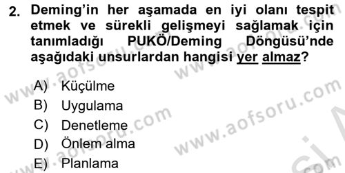 Sağlık Kurumları Yönetimi 1 Dersi 2024 - 2025 Yılı Yaz Okulu Sınav Soruları 2. Soru