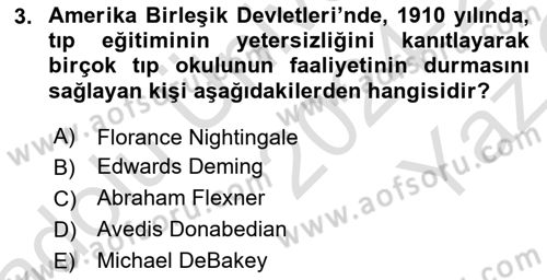 Sağlık Kurumları Yönetimi 1 Dersi Yaz Okulu Sınavı Deneme Sınav Soruları 3. Soru