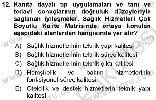 Sağlık Kurumları Yönetimi 1 Dersi 2025 - 2026 Yılı (Vize) Ara Sınav Soruları 12. Soru