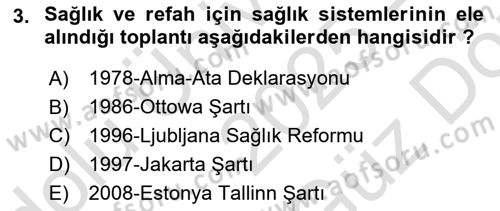 Sağlık Kurumları Yönetimi 1 Dersi 2025 - 2026 Yılı (Vize) Ara Sınav Soruları 3. Soru