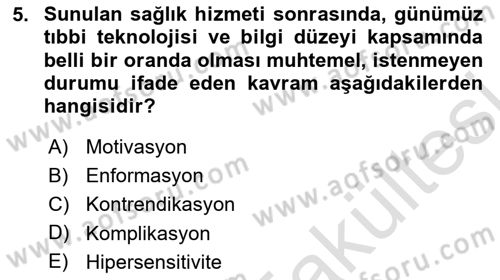 Sağlık Kurumları Yönetimi 1 Dersi 2025 - 2026 Yılı (Vize) Ara Sınav Soruları 5. Soru