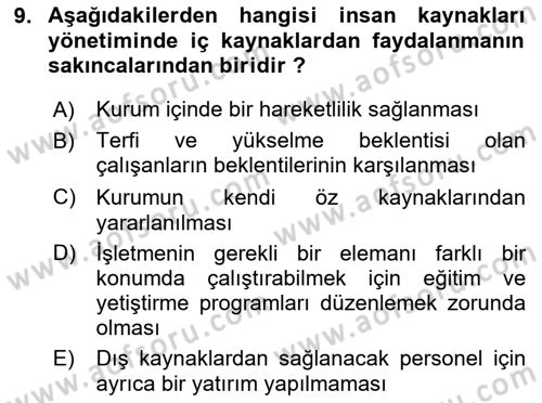 Sağlık Kurumları Yönetimi 1 Dersi 2025 - 2026 Yılı (Final) Dönem Sonu Sınav Soruları 9. Soru