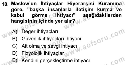 Sağlık Kurumları Yönetimi 1 Dersi 2025 - 2026 Yılı Yaz Okulu Sınav Soruları 10. Soru