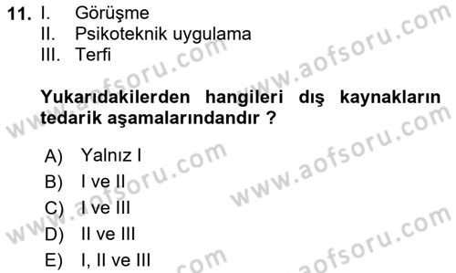 Sağlık Kurumları Yönetimi 1 Dersi 2025 - 2026 Yılı Yaz Okulu Sınav Soruları 11. Soru