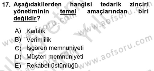 Sağlık Kurumları Yönetimi 1 Dersi 2025 - 2026 Yılı Yaz Okulu Sınav Soruları 17. Soru