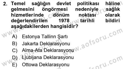 Sağlık Kurumları Yönetimi 1 Dersi 2025 - 2026 Yılı Yaz Okulu Sınav Soruları 2. Soru