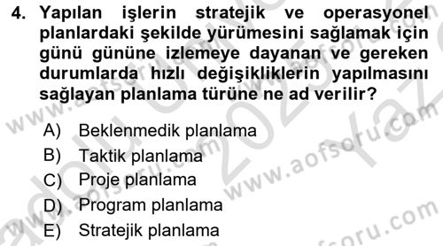 Sağlık Kurumları Yönetimi 1 Dersi 2025 - 2026 Yılı Yaz Okulu Sınav Soruları 4. Soru