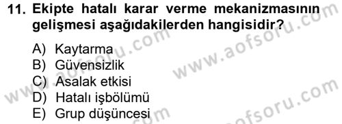 Sağlık Kurumları Yönetimi 2 Dersi 2012 - 2013 Yılı (Final) Dönem Sonu Sınav Soruları 11. Soru