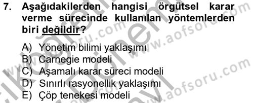 Sağlık Kurumları Yönetimi 2 Dersi 2012 - 2013 Yılı (Final) Dönem Sonu Sınav Soruları 7. Soru
