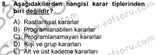 Sağlık Kurumları Yönetimi 2 Dersi 2012 - 2013 Yılı (Final) Dönem Sonu Sınav Soruları 8. Soru