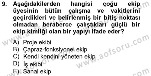 Sağlık Kurumları Yönetimi 2 Dersi 2012 - 2013 Yılı (Final) Dönem Sonu Sınav Soruları 9. Soru
