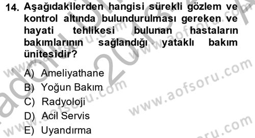 Sağlık Kurumları Yönetimi 2 Dersi 2013 - 2014 Yılı (Vize) Ara Sınav Soruları 14. Soru