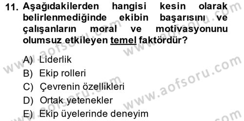 Sağlık Kurumları Yönetimi 2 Dersi 2013 - 2014 Yılı (Final) Dönem Sonu Sınav Soruları 11. Soru