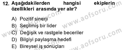 Sağlık Kurumları Yönetimi 2 Dersi 2013 - 2014 Yılı (Final) Dönem Sonu Sınav Soruları 12. Soru