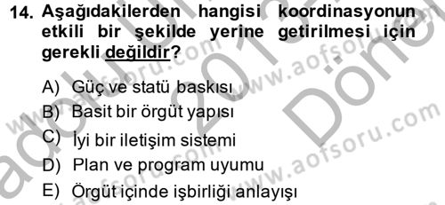 Sağlık Kurumları Yönetimi 2 Dersi 2013 - 2014 Yılı (Final) Dönem Sonu Sınav Soruları 14. Soru