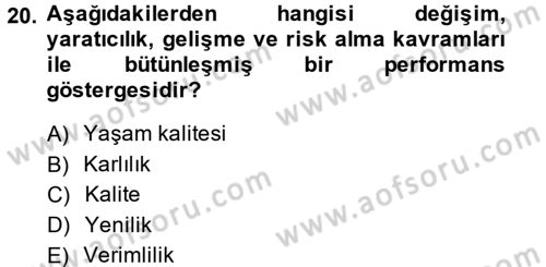 Sağlık Kurumları Yönetimi 2 Dersi 2013 - 2014 Yılı (Final) Dönem Sonu Sınav Soruları 20. Soru