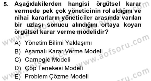 Sağlık Kurumları Yönetimi 2 Dersi 2013 - 2014 Yılı (Final) Dönem Sonu Sınav Soruları 5. Soru