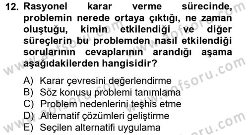 Sağlık Kurumları Yönetimi 2 Dersi 2013 - 2014 Yılı Tek Ders Sınav Soruları 12. Soru