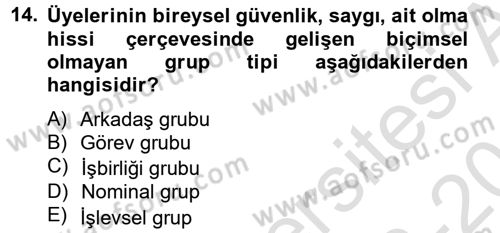 Sağlık Kurumları Yönetimi 2 Dersi 2013 - 2014 Yılı Tek Ders Sınav Soruları 14. Soru