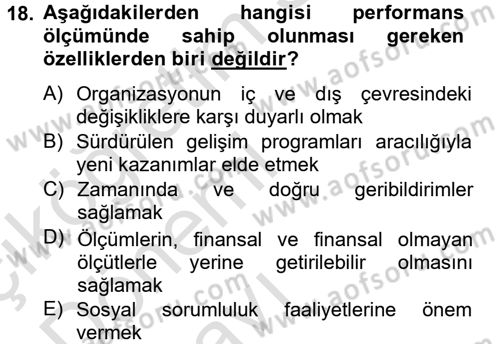 Sağlık Kurumları Yönetimi 2 Dersi 2013 - 2014 Yılı Tek Ders Sınav Soruları 18. Soru