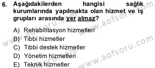 Sağlık Kurumları Yönetimi 2 Dersi 2014 - 2015 Yılı (Vize) Ara Sınav Soruları 6. Soru