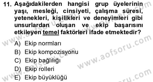 Sağlık Kurumları Yönetimi 2 Dersi 2014 - 2015 Yılı (Final) Dönem Sonu Sınav Soruları 11. Soru