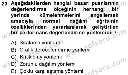 Sağlık Kurumları Yönetimi 2 Dersi 2014 - 2015 Yılı (Final) Dönem Sonu Sınav Soruları 20. Soru